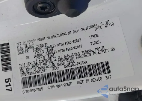 2018 Toyota Tacoma Trd Sport z USA, uszkodzony, nr VIN 3TMDZ5BN1JM051597